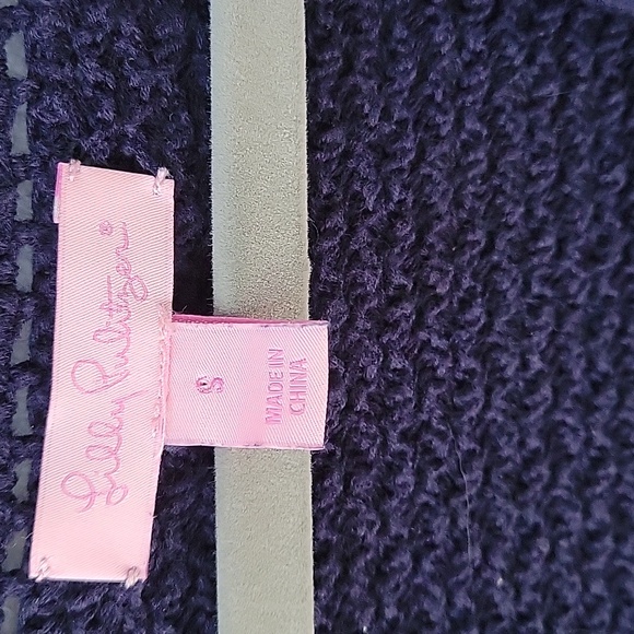Lilly Pulitzer Knit Poncho Sweater Navy Blue Coastal‎ Beach Size Small - Picture 4 of 10